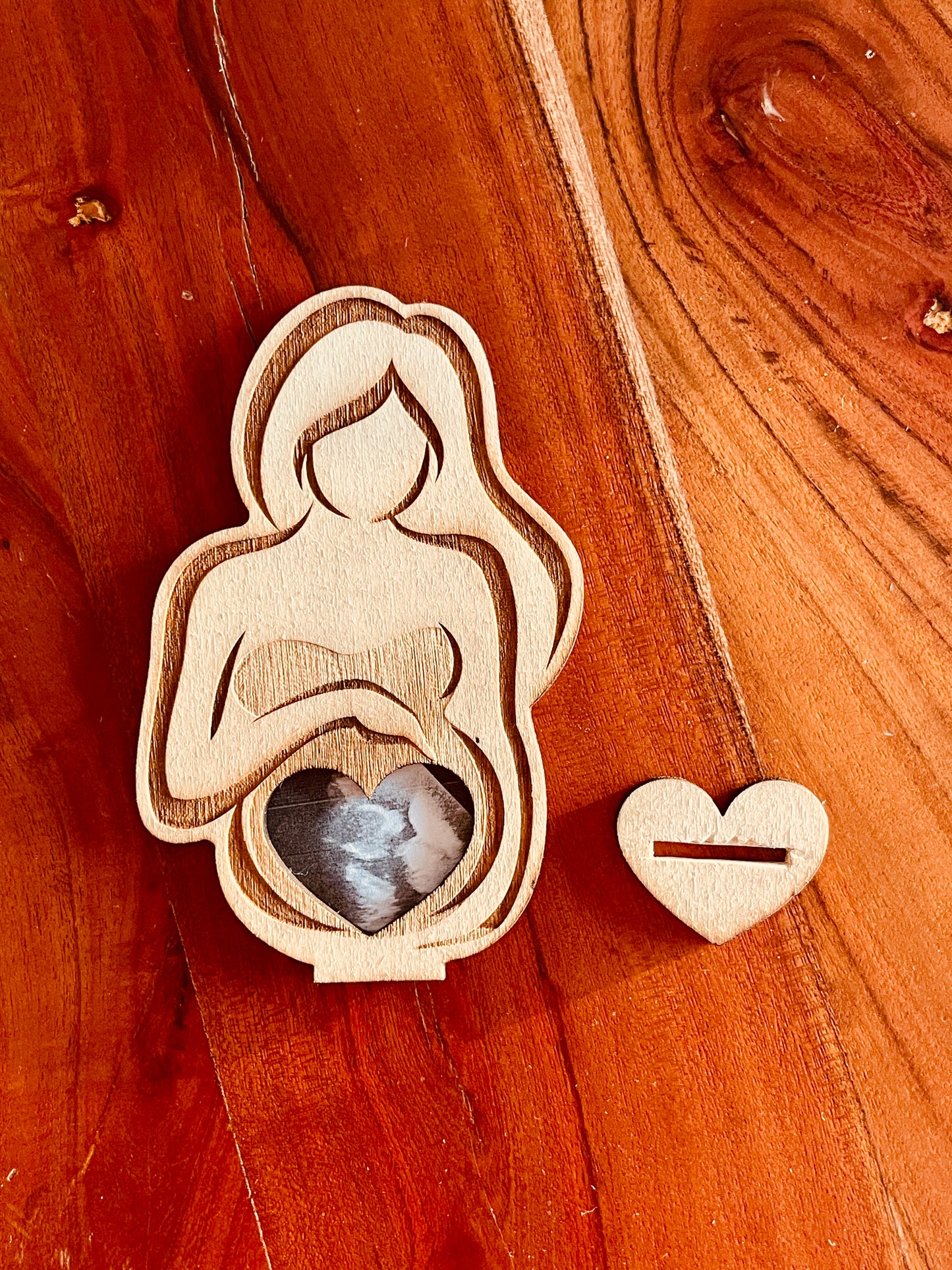 Ultraschall Aufsteller Holz – Babybauch Bilderrahmen Schwangerschaft