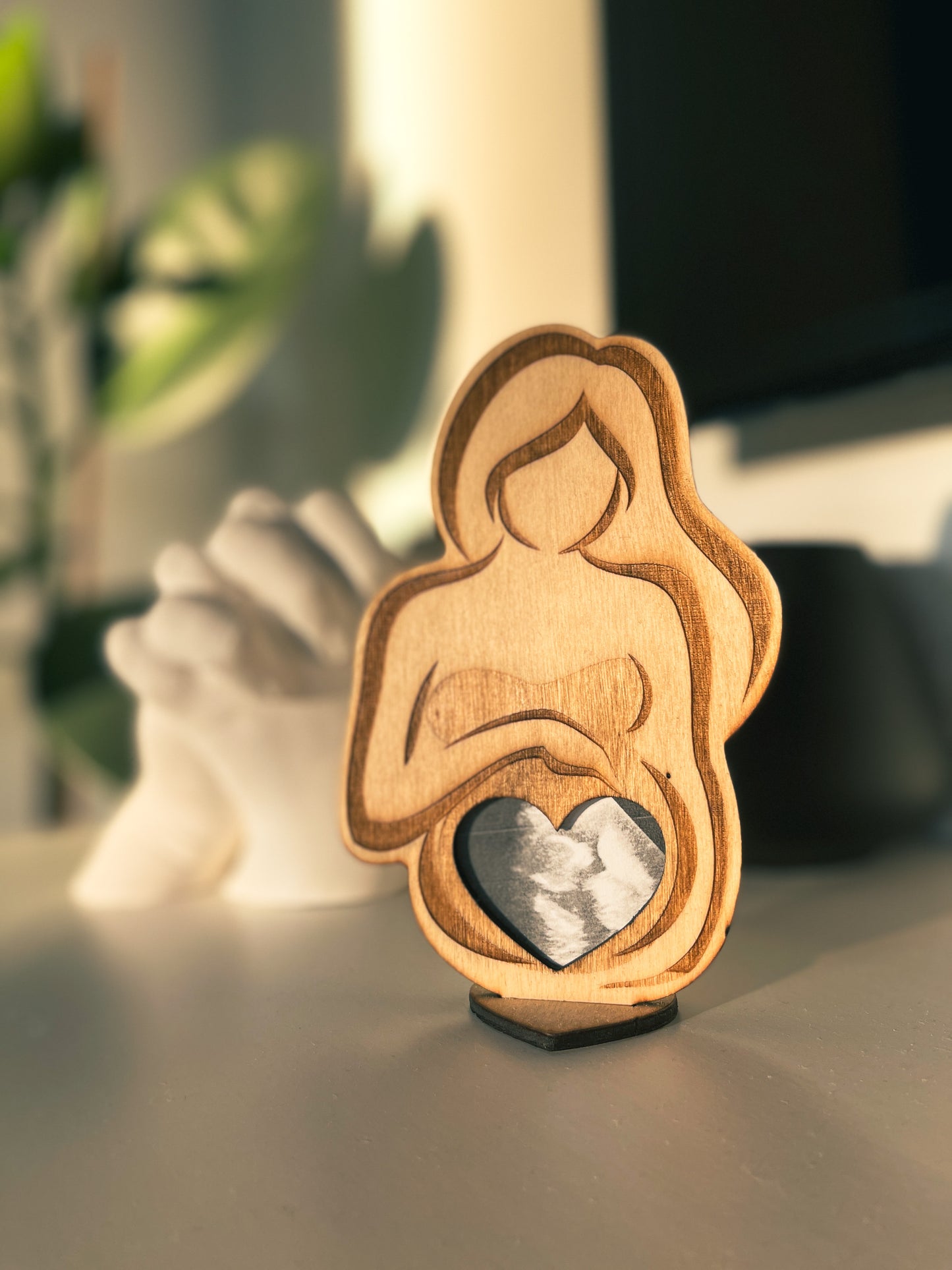 Ultraschall Aufsteller Holz – Babybauch Bilderrahmen Schwangerschaft