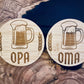 Personalisierte Untersetzer aus Bambus für Bier oder Whisky Liebhaber mit witzigem Spruch Oma Opa