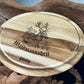 Personalisiertes rundes Holzbrett mit Hirsch Gravur für Jäger Wunschtext oder Name, Vesperbrett mit Griff, Waidmannsheil Spruch für die Jagd