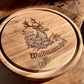 Personalisiertes rundes Holzbrett mit Hirsch Gravur für Jäger Wunschtext oder Name, Vesperbrett mit Griff, Waidmannsheil Spruch für die Jagd
