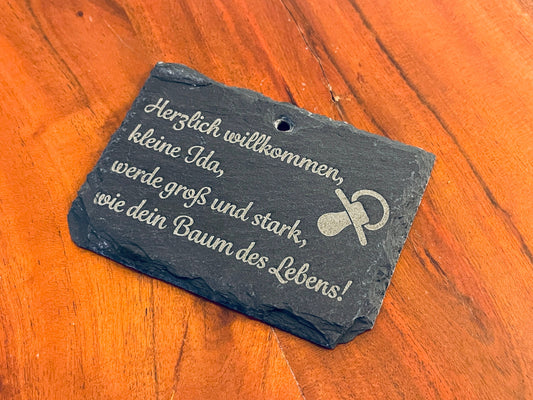 Personalisierte Schiefer Gartenschilder zur Geburt, Geburtsbaum, Hochzeit, Lebensbaum, Pflanzenschilder, Schiefertafeln, Baum des Lebens