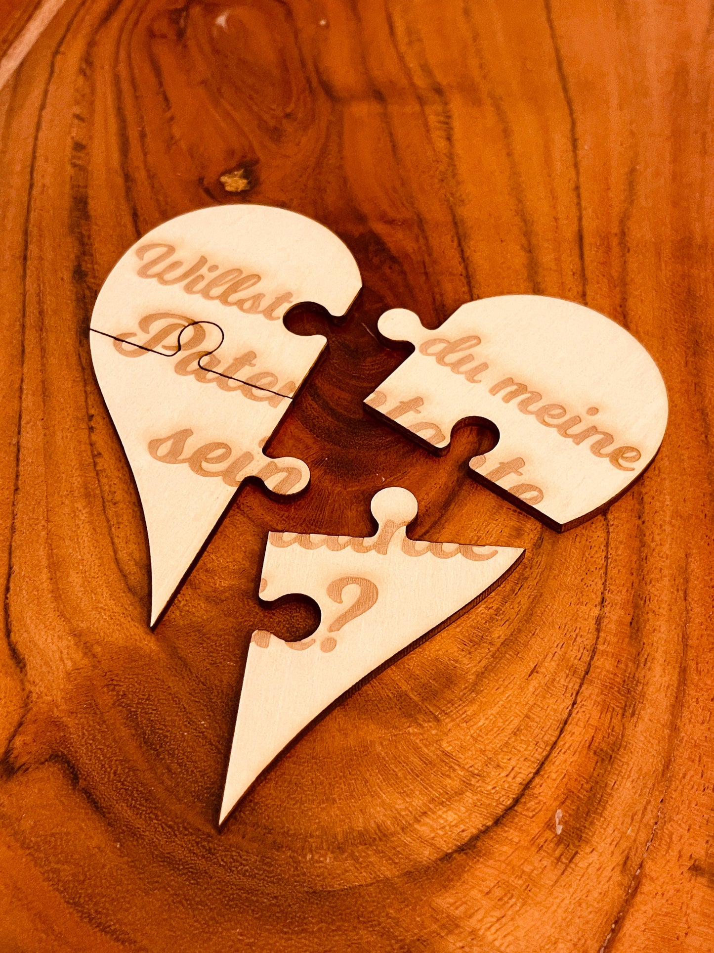 Herz-Puzzle aus Holz, Willst Du meine Patentante sein? – Einzigartiges Geschenk zur Taufe, Taufpatin fragen