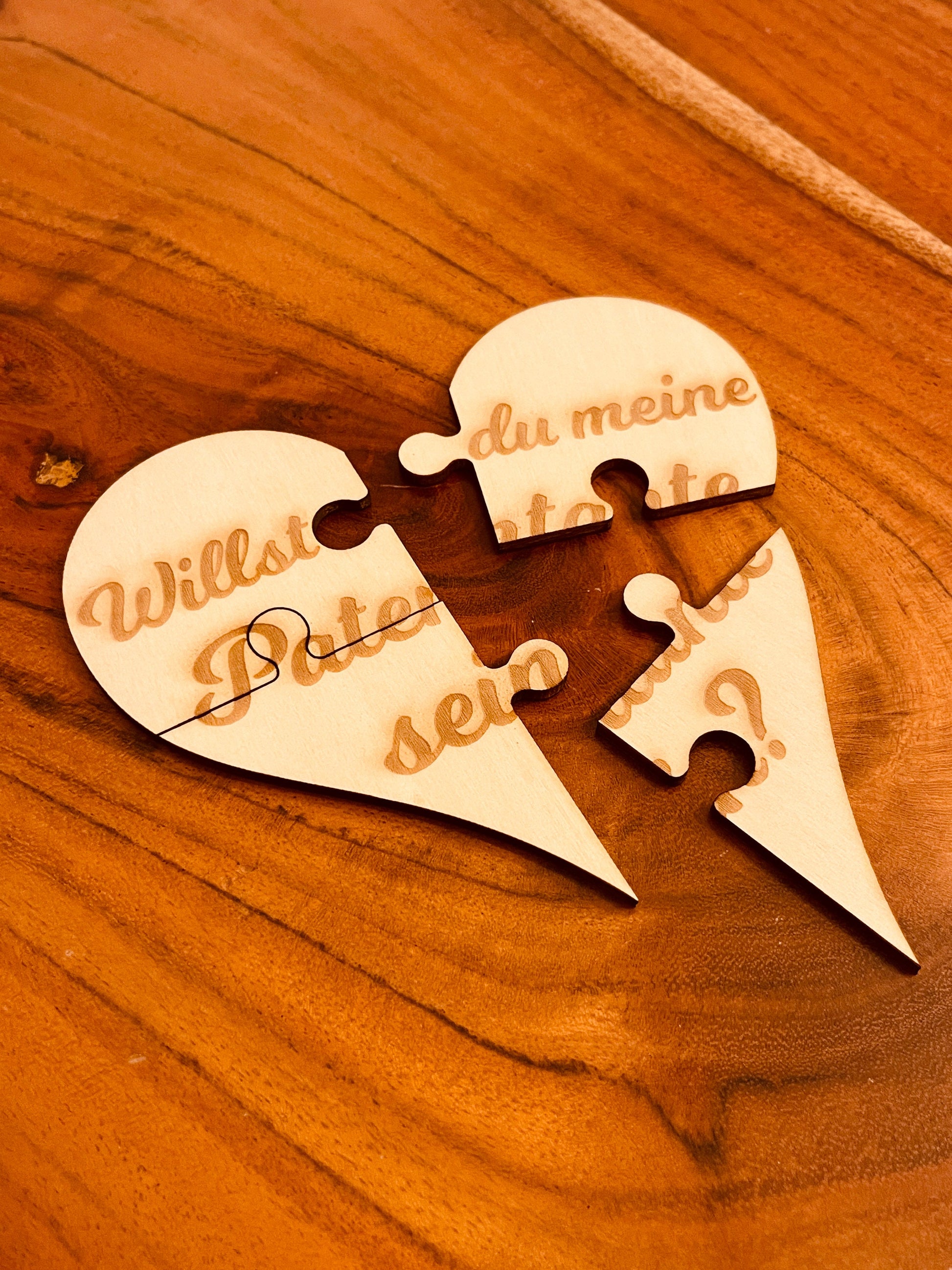 Herz-Puzzle aus Holz, Willst Du meine Patentante sein? – Einzigartiges Geschenk zur Taufe, Taufpatin fragen
