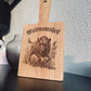 Personalisiertes Holzbrettchen mit Wildschwein Gravur für Jäger, mit Name, Vesperbrettchen mit Griff, Waidmannsheil Spruch für die Jagd