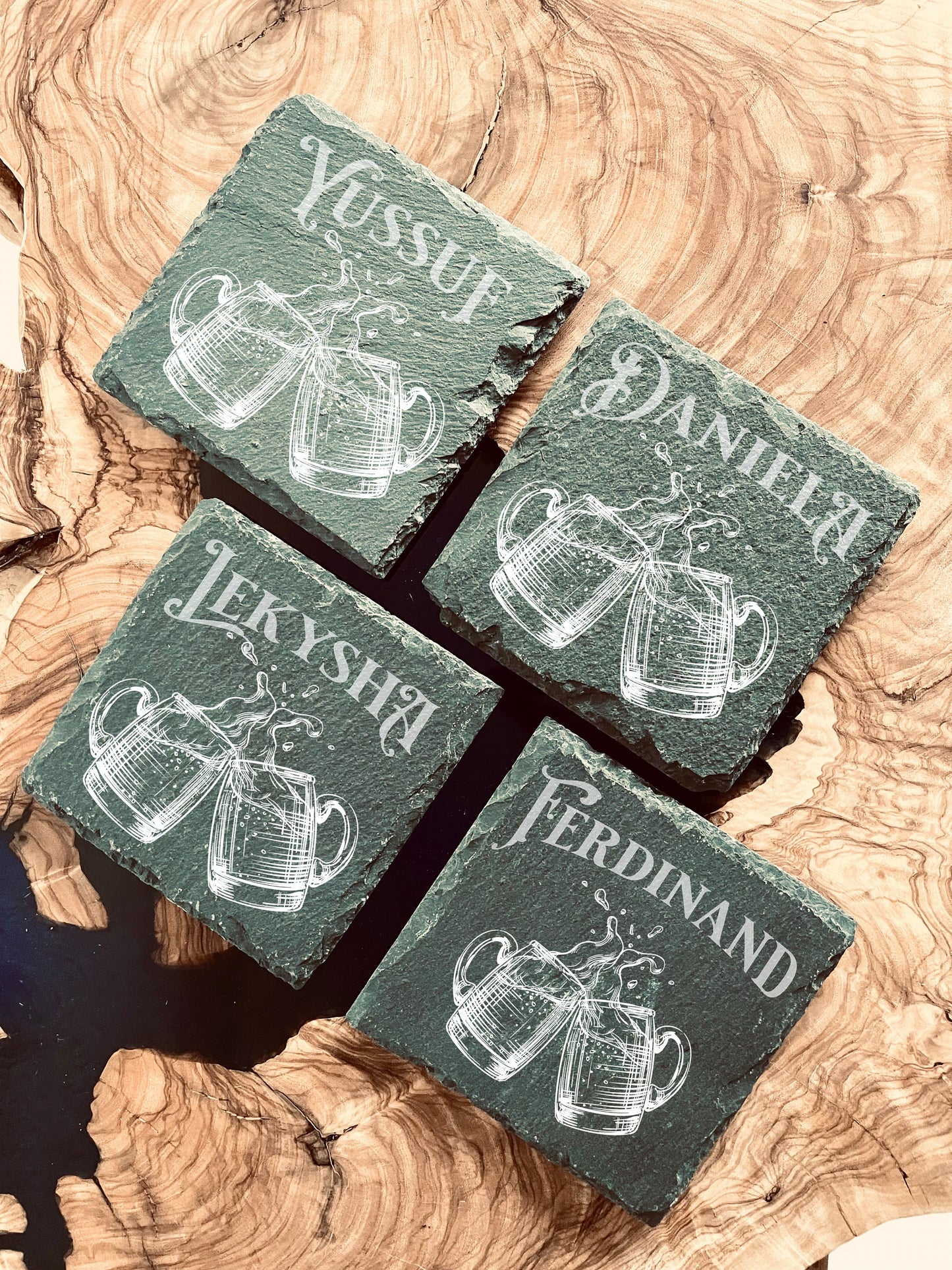 Personalisierter Schiefer-Bieruntersetzer „Prost“ – Hochwertig mit Name
