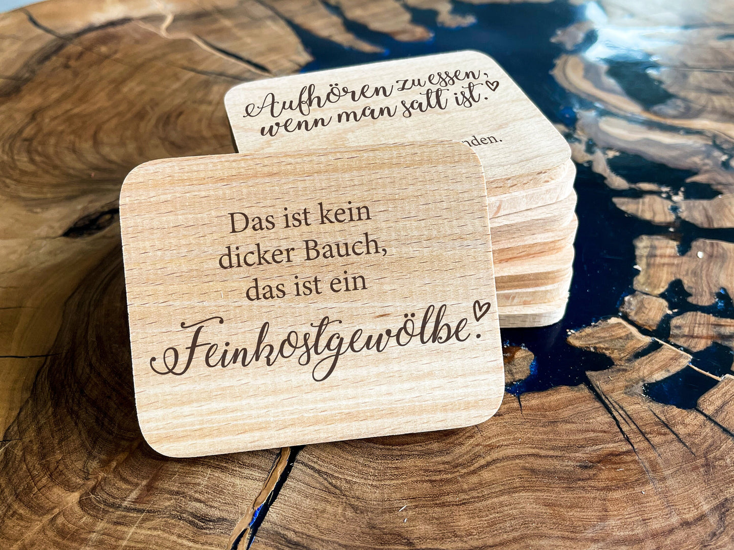 Personalisierte Raclette-Untersetzer aus Holz – Pfännchen-Halter mit Name & Sprüchen