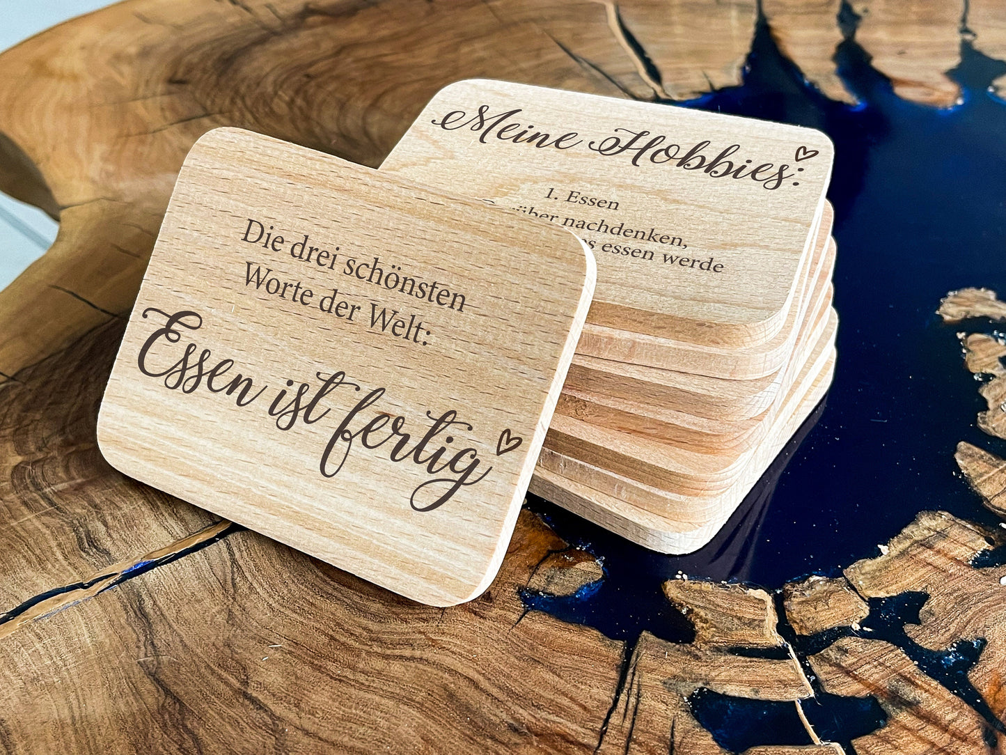 Personalisierte Raclette-Untersetzer aus Holz – Pfännchen-Halter mit Name & Sprüchen
