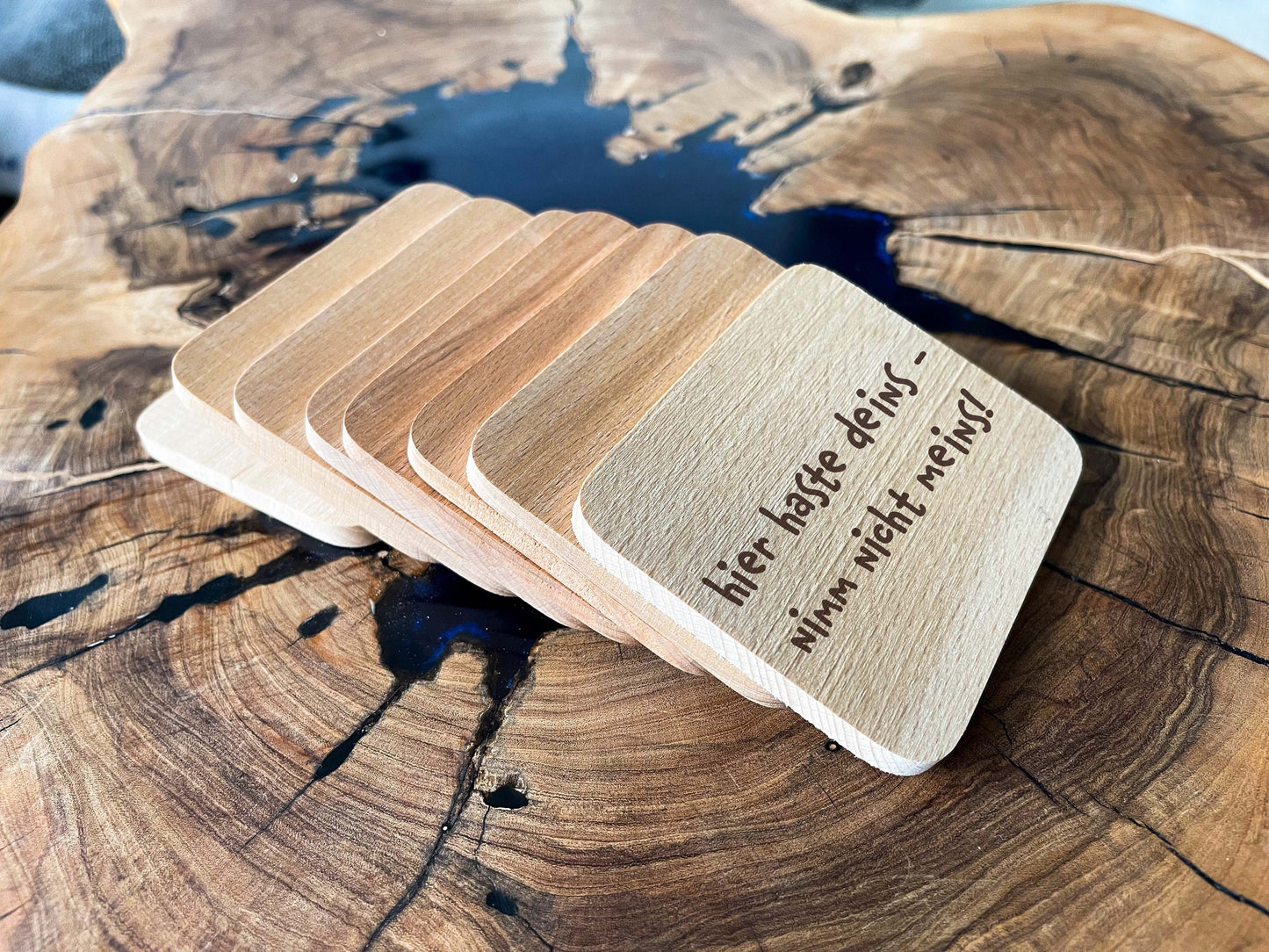 Personalisierte Raclette-Untersetzer aus Holz – Pfännchen-Halter mit Name & Sprüchen
