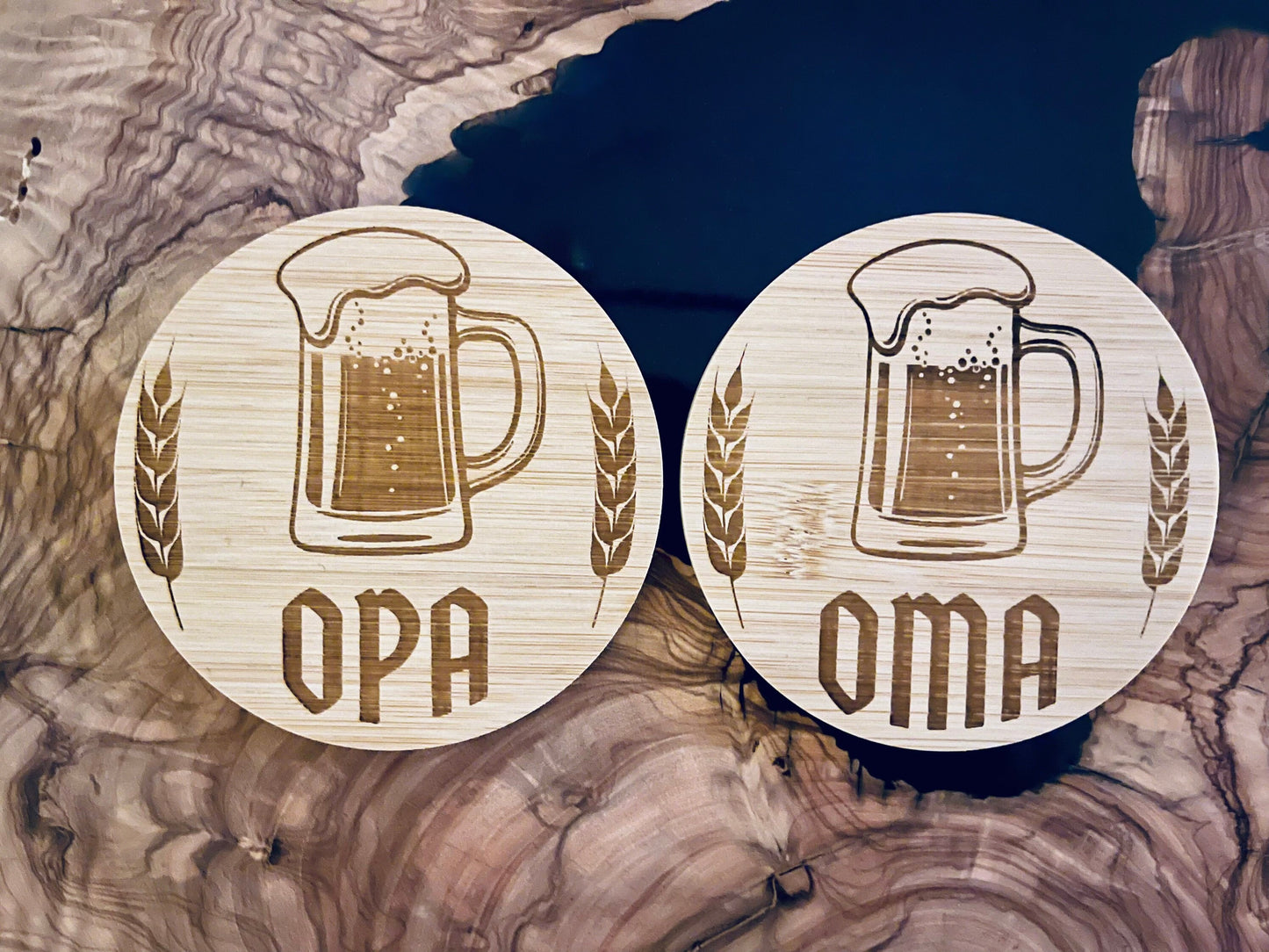 Personalisierte Bambus-Untersetzer mit Name – Witzige Sprüche für Oma, Opa & Genießer