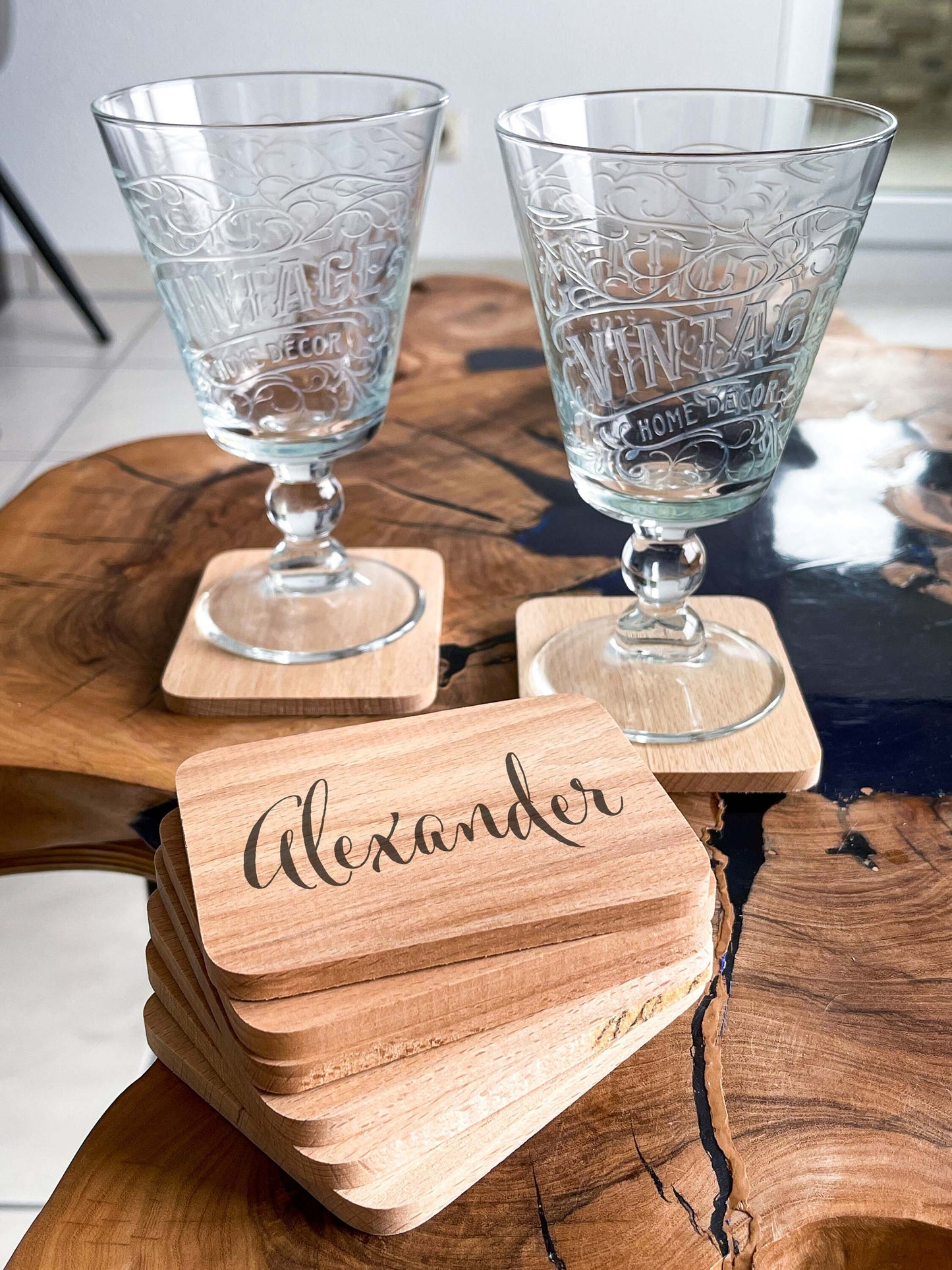 Personalisierte Raclette-Untersetzer aus Holz – Pfännchen-Halter mit Name & Sprüchen