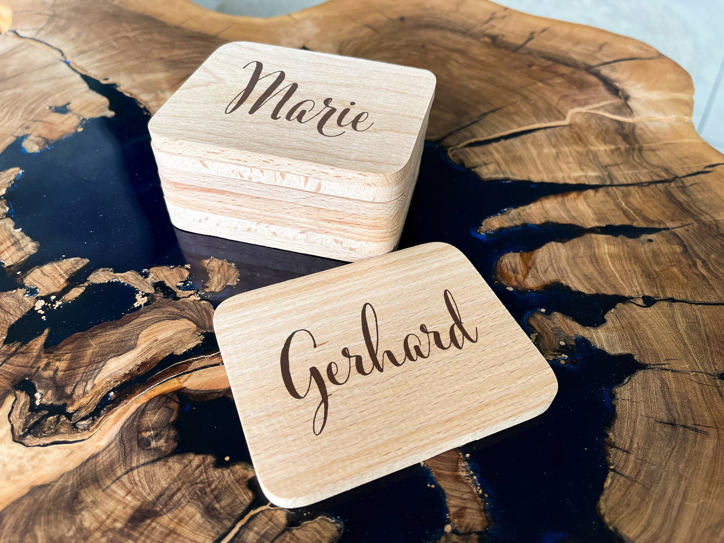 Personalisierte Raclette-Untersetzer aus Holz – Pfännchen-Halter mit Name & Sprüchen