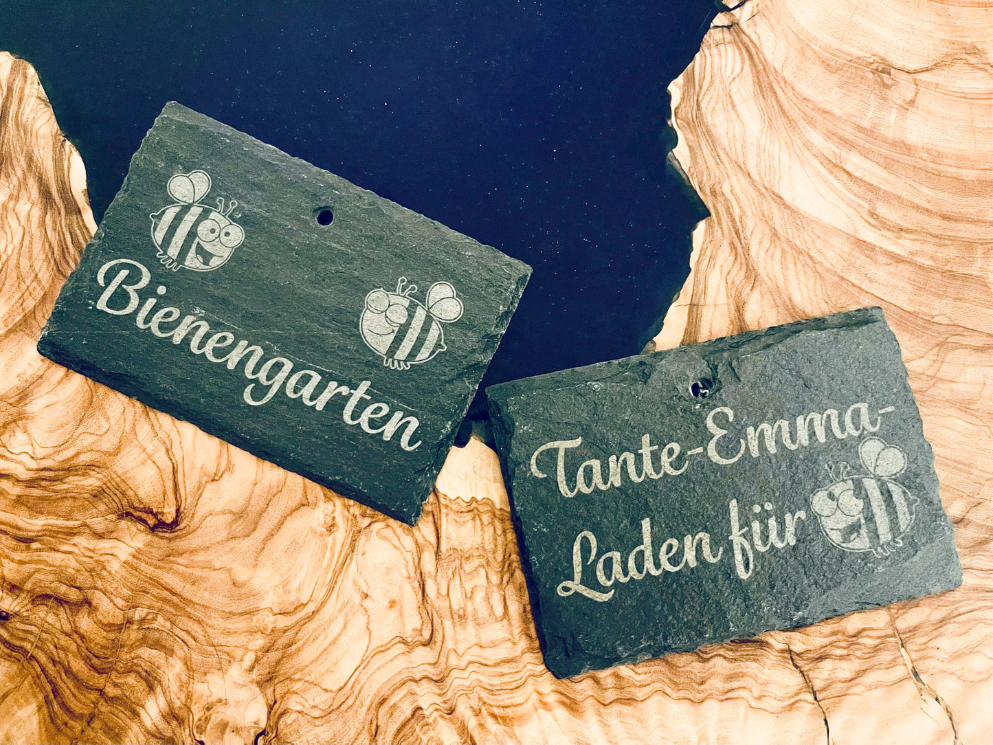 Personalisierte Schiefer-Gartenschilder mit Erdspieß – Kräuterstecker & Bienengarten