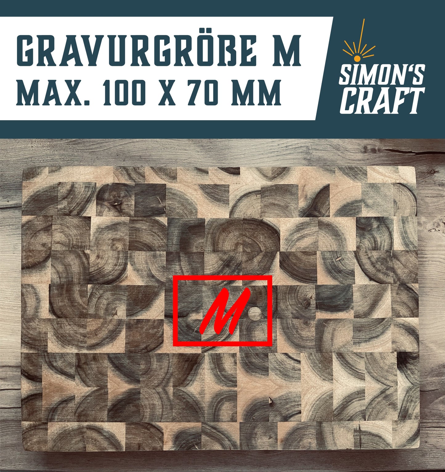 XXL Akazien-Schneidebrett Stirnholz personalisiert – Massives BBQ Tranchierbrett (42x30x4cm)