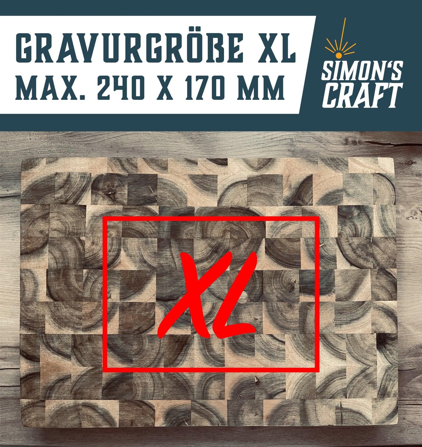 XXL Akazien-Schneidebrett Stirnholz personalisiert – Massives BBQ Tranchierbrett (42x30x4cm)
