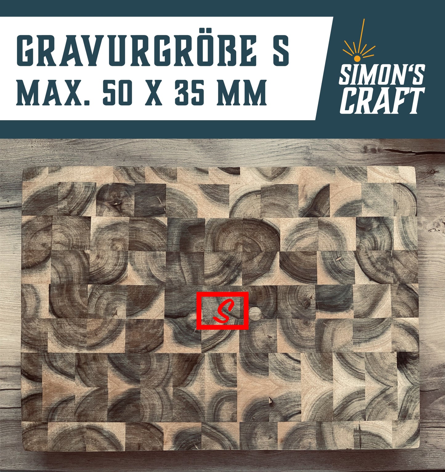 XXL Akazien-Schneidebrett Stirnholz personalisiert – Massives BBQ Tranchierbrett (42x30x4cm)