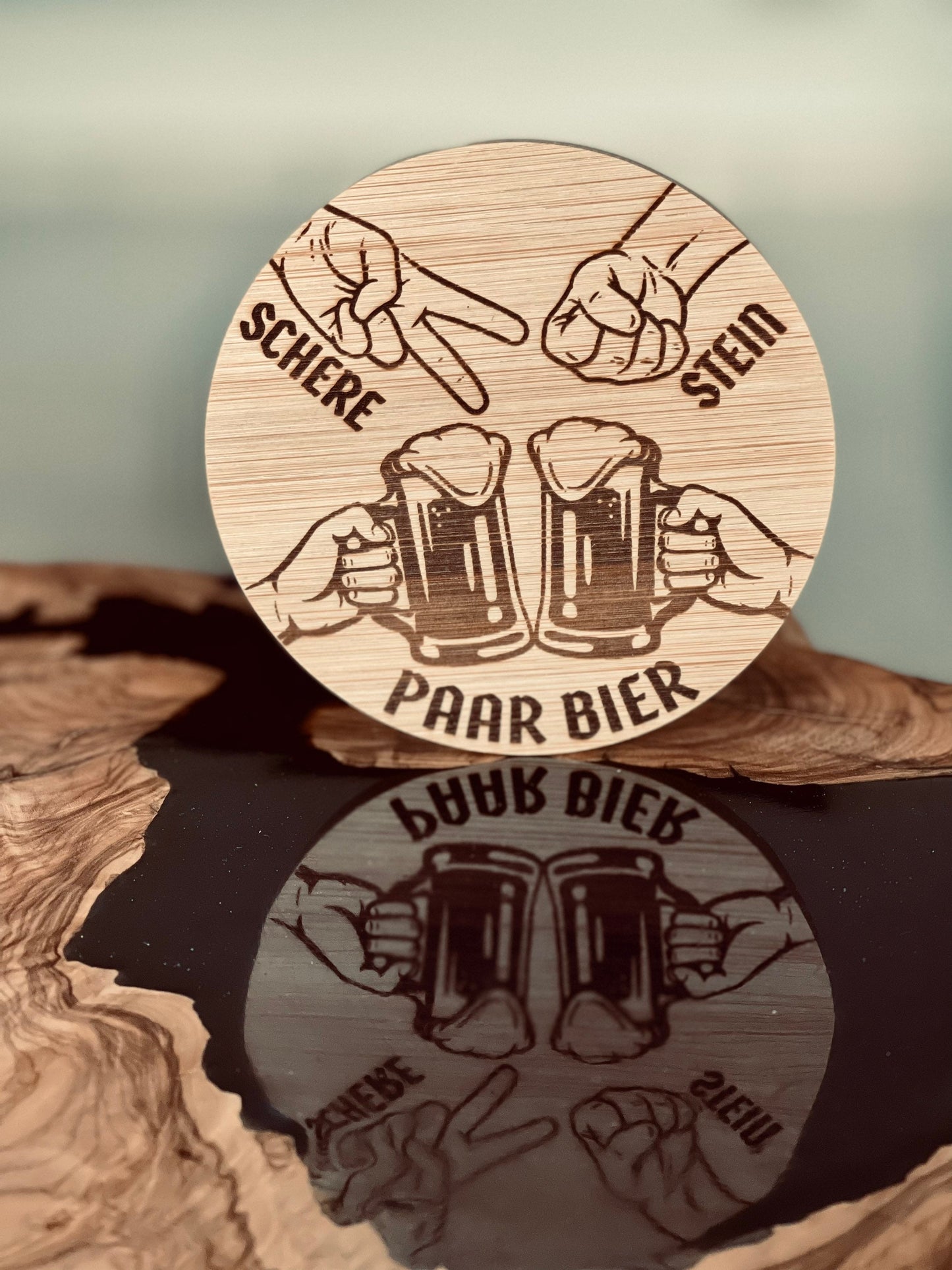 Bier-Untersetzer aus Bambus mit Spruch – Lustiges Geschenk für Männer