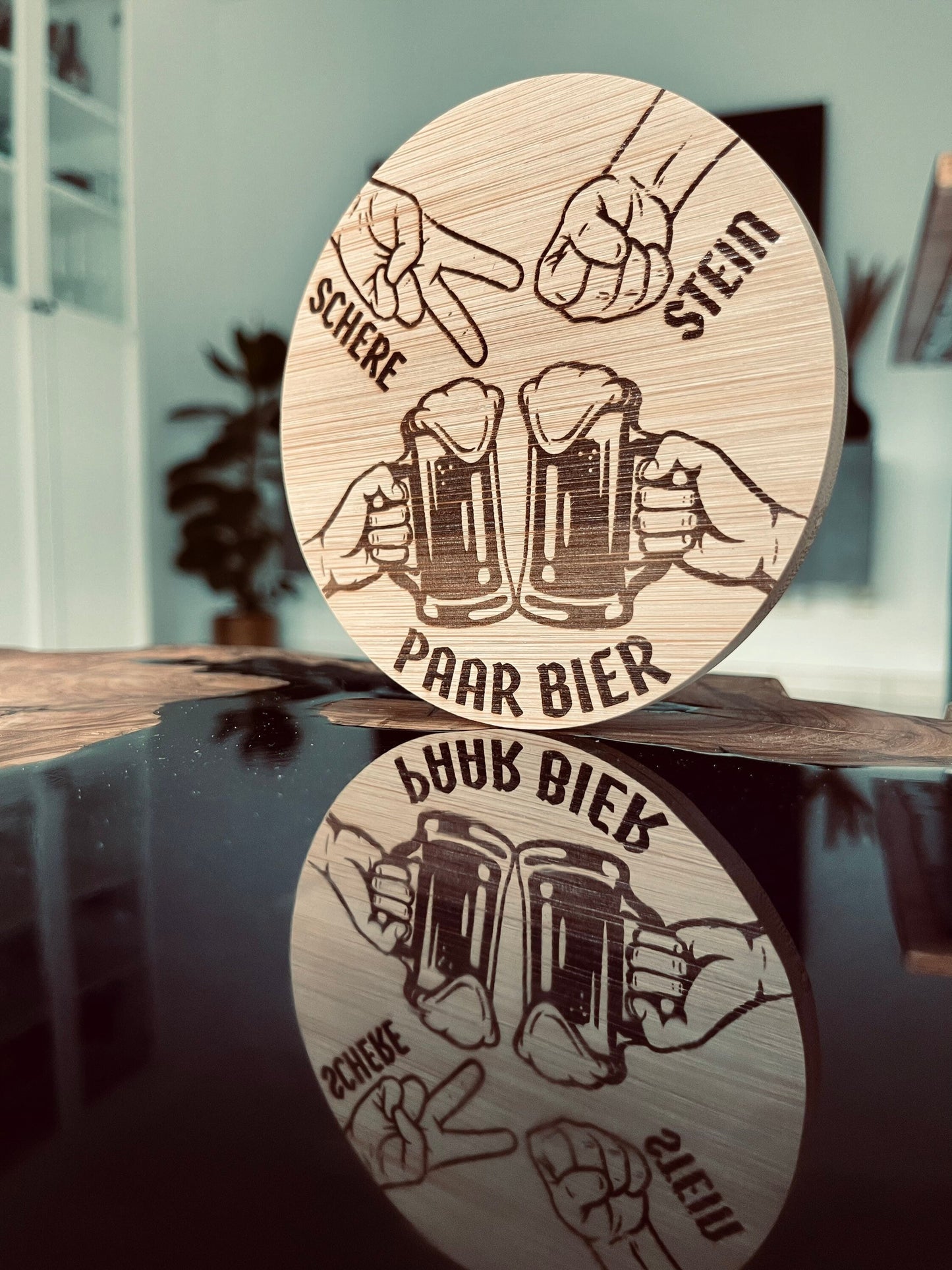 Bier-Untersetzer aus Bambus mit Spruch – Lustiges Geschenk für Männer