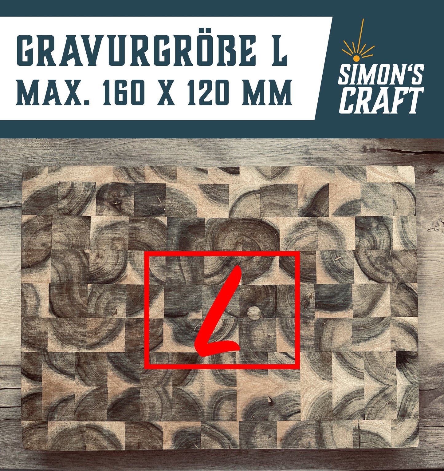 XXL Akazien-Schneidebrett Stirnholz personalisiert – Massives BBQ Tranchierbrett (42x30x4cm)